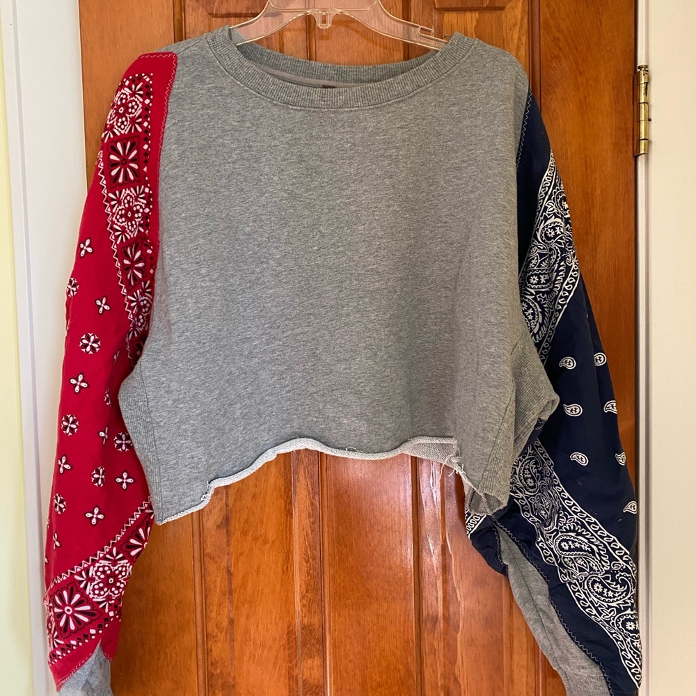 Patchwork, cropped Free People crewneck
